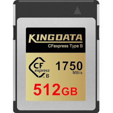 KINGDATA CFexpress B tipo 512 GB, iki 1750 MB/s skaitymo greitis, CF Express B tipo atminties kortelė fotoaparatui, puikiai tinka RAW įrašams ir 8K vaizdo įrašams