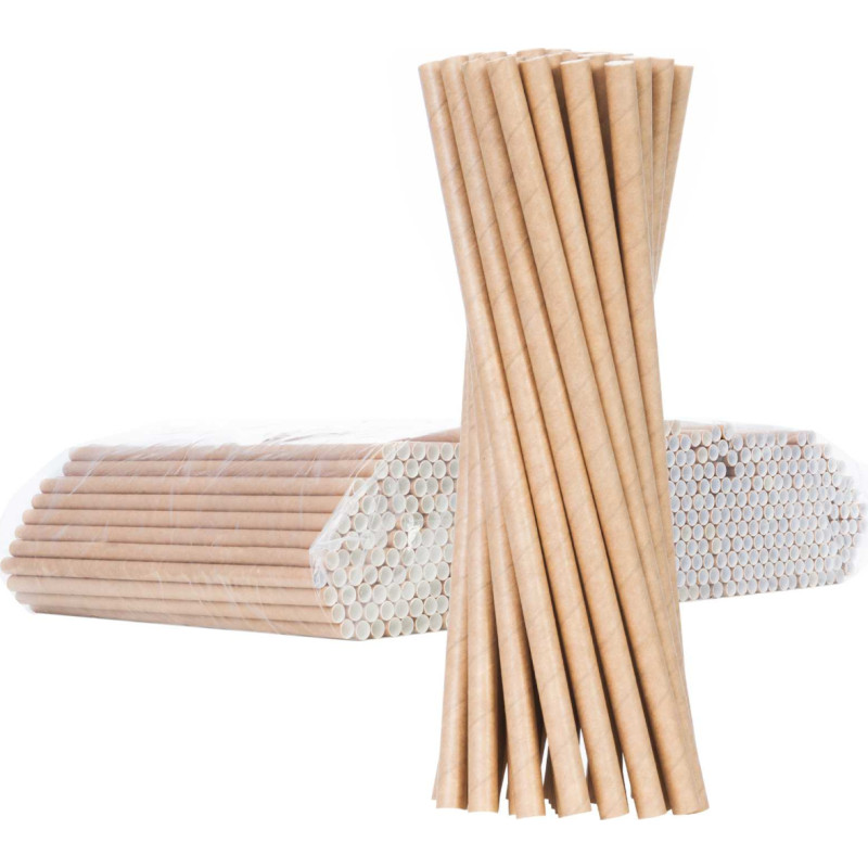 Gsg24 BIO ekologiški popieriniai šiaudeliai PAPIERO ŠAULIUKŲ storis 8/205mm - rudi 500vnt.