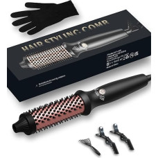Terminis šepetys 3 in 1, terminis šepetys Heat Brush 32 mm, UKLISS apvalus šepetys Compact, garbanojimo šepetys dvigubo įtempimo, tinkamas kelionėms 160-204 °C, lengvas terminis šepetys plaukų stiliui - šukos, garbanotas,