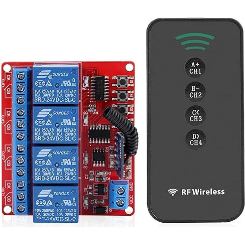 Switch Control Remote Wireless Receiver Learning Relay Module Intelligent Transmitter RF A 4 Buttons Kit Domestic 433MHz