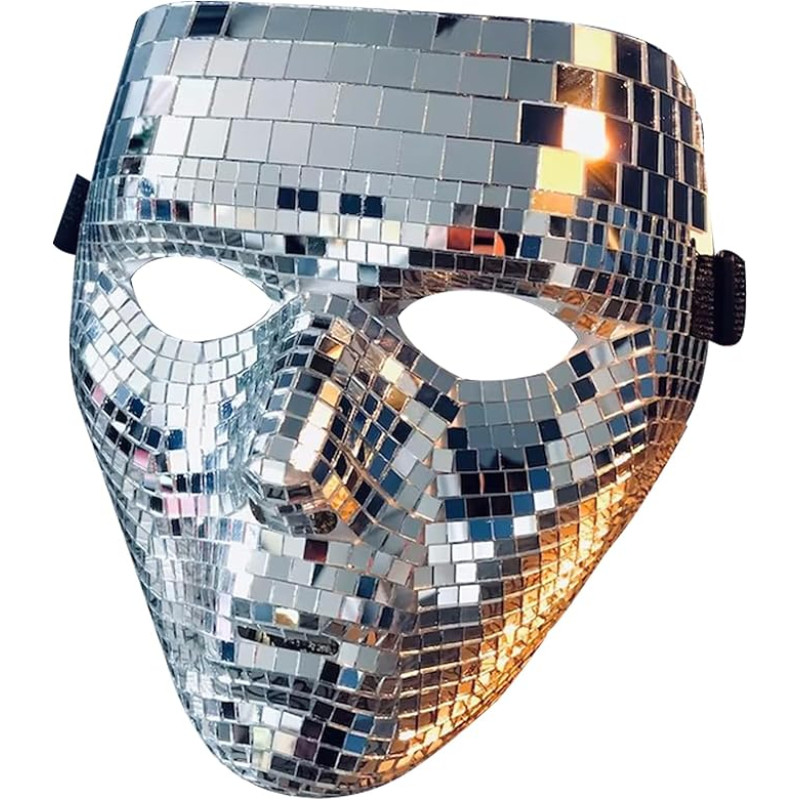 Helovino kaukė, blizganti suaugusiųjų disko sferos kostiumo kaukė, maskarado veidrodinė kaukė moterims vyrams DJ scenos baras Kalėdų dekoracijos (#1)