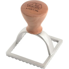 MARCATO Ravioli ir sausainių pjaustyklė, Ravioli keptuvė, sausainių pjaustyklė, medžio masyvo ir lieto aliuminio, pagaminta Italijoje, 58 mm kvadratinis antspaudas