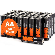 AA šarminės baterijos - LR6 - 40 vnt. | 100% PeakPower | 1,5 V šarminės baterijos
