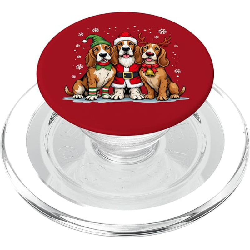 Basset Hound Weihnachtshunde Lustiger Weihnachtsmann Rentier PopSockets PopGrip für MagSafe