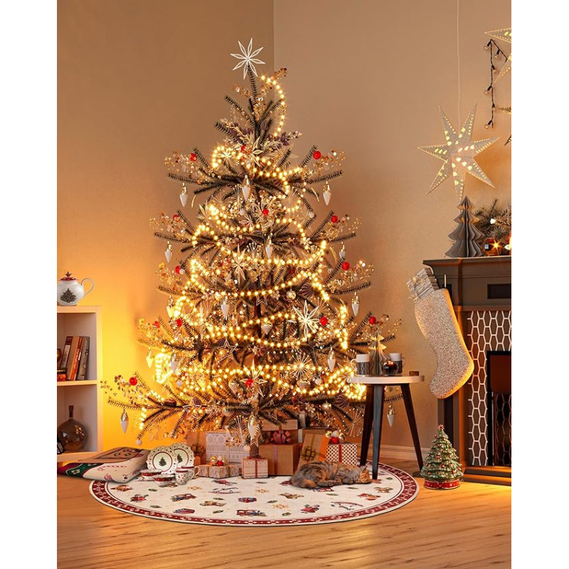 Villeroy & Boch Design Rug Nostalgic Round - Toy's Delight - Christmas Tree Blanket, Christmas Tree & Christmas Tree for Living Room, Bedroom, Dining Room, Hallway - Red Multi-Colour, 150 cm