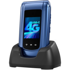 CHAKEYAKE 4G sulankstomas mobilusis telefonas Vyresnysis mobilusis telefonas su dideliais mygtukais Mobilusis telefonas Dual SIM Flip mobilusis telefonas su įkrovimo stotimi SOS avarinio skambučio funkcija Greitasis rinkimas FM radijas Žibintuvėlis 2.4 + 