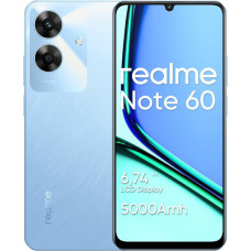 realme Note 60 Smartphone 4 + 128 GB, Display 6.74 inches, Eye Comfort 90 Hz, Battery 5000 mAh, Processor UNISOC T612, Camera 32 MP Ultra HD, Support Micro SD Card, Blue