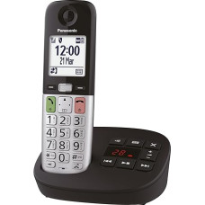 Panasonic KX-TGU430EXB Digital Cordless Phone with Answering Machine, Base Station & 1 Handset, LCD Display, Favourite Caller, Torch, Hearing Aid Compatible, Black & Silver