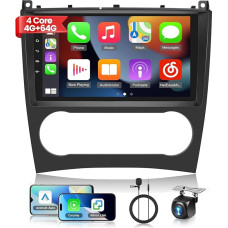 NHOPEEW 4 + 64G Android 13 automobilinis radijas Mercedes Benz CLK/GLK W209 W203 2005-2009 - Wireless Carplay ir Android Car - 9 colių jutiklinis ekranas su EQ WiFi GPS FM RDS Mirror Link + AHD galinio vaizdo kamera