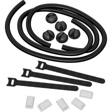 D-Line Cable Organiser Kit, 4-in-1 Cable Management Set, Desk, TV, Gaming Setup - Includes: 2 x Cable Tubes (1 m), 5 x Cable Holders, 3 x Reusable Cable Ties, 5 x Cable Clips