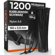 1200 nailono 6.6 kabelių kaklaraiščiai 150 x 3,5 mm sandarumas 18 kg kabelių kaklaraiščiai kabeliams ir instaliacijai savaime užsifiksuojantys elektrikai ir 