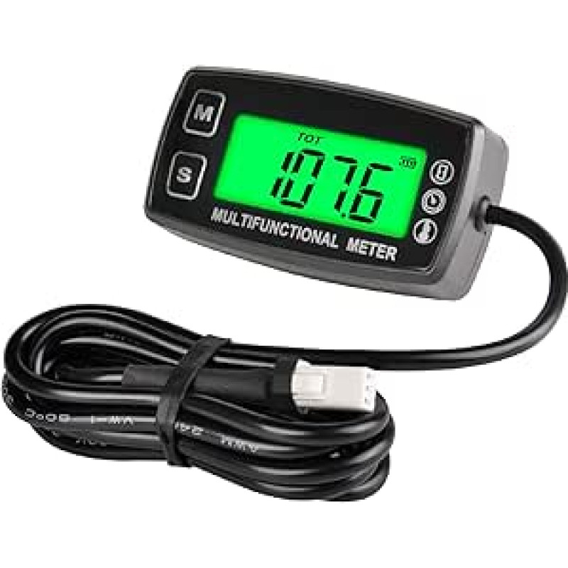 NinE-ROnG Jayron Backlight LCD Speedometer Motor Thermometer Digital Display Replaceable Battery for Motorcycle ATV Boat Marine Compressor Cleaners (TS003)