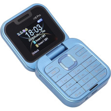 2G sulankstomas mobilusis telefonas senjorams, 2 SIM kortelės, mažas ekranas, sulankstomas mobilusis telefonas su LED žibintuvėliu, galine kamera, FM radiju studentams, senjorams (mėlynas)