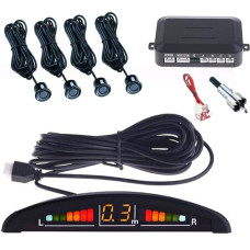 Set of 4 Parking Sensors with Acoustic LED Display, Paintable, Black