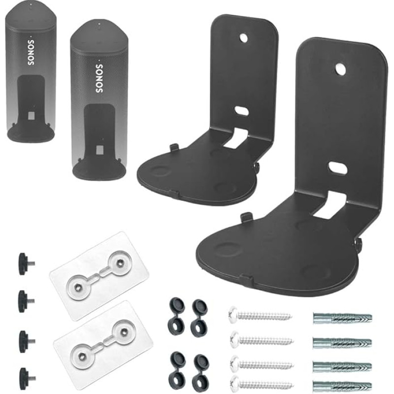 Wall Mount Pair (2 Pieces) for Sonos Roam / Sonos Roam SL Speakers (Compatible with Sonos Roam and Sonos Roam SL, Wall Mount Pair, Black)