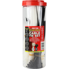 Dekton Kabelbinder-Set, 1000-teilig, Schwarz und Weiß, robust, industrielle Stärke, hohe Temperaturbeständigkeit, selbstsichernde Zähne, ideal für Kabel, Rohrleitungen, Gartenarbeit und Drähte, Innen