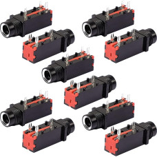 Garso 6.35mm 1/4 colio 3Pin Mono Jack panelės montavimo PCB jungtys 10 vnt.