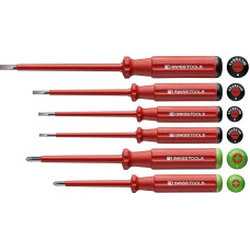 PB Swiss Tools Pozidriv Screwdriver Set Electricians VDE PB 5543 Insulated up to 1,000 Volts 100% Swiss Made Red, red