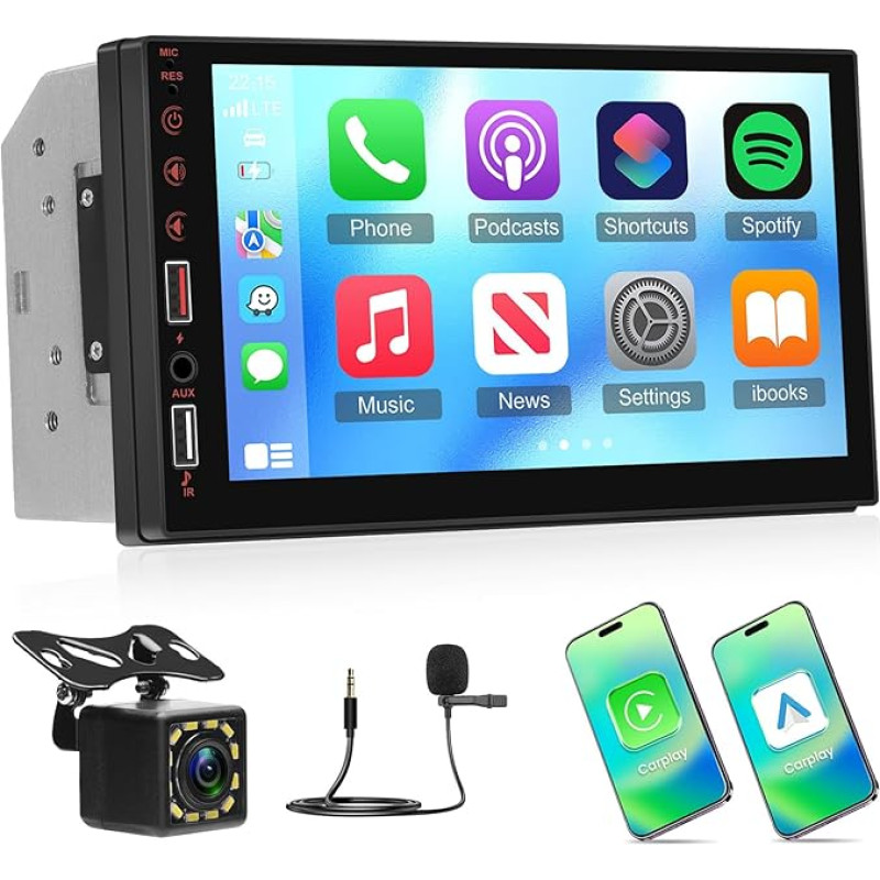 NHOPEEW Dvigubas DIN automobilinis radijas, palaikantis belaidį 