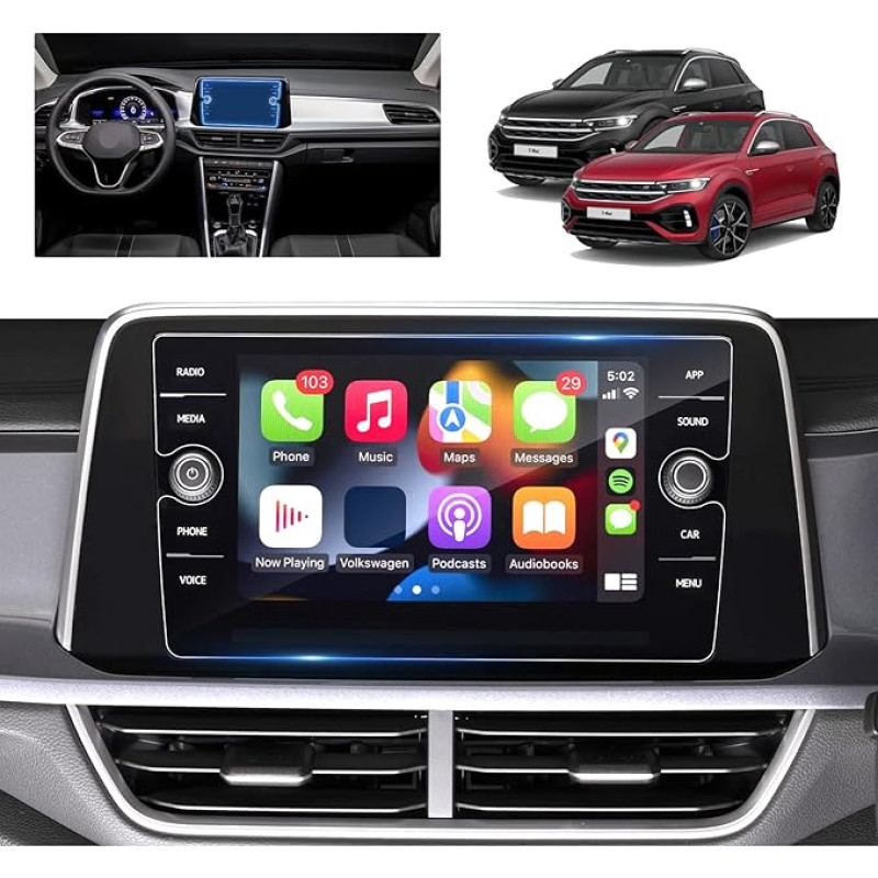 BSTW For VW T Roc 2018-2024 Navigation Screen Protector, for VW T-Roc SE/Life/Style/R-Line/R 8 Inch Discover Media Screen Tempered Glass Screen Protector 9H Scratch-Resistant T roc 2024 Accessories