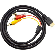 HDMI ir RCA televizoriaus kabelis, HDMI vyriškos ir 3 RCA vyriškos lyties AV kabelio vaizdo ir garso komponentų keitiklio adapteris 1080P kabelis, skirtas HDTV, juodas 1,5 m