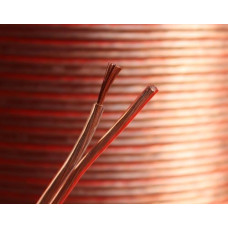 25 m kokybiškas 18AWG garsiakalbio kabelis - daugiagyslis iš electrosmart® - Išoriniai kabelio matmenys: 5 mm x 2,5 mm