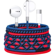 URIZONS USB C ausinės su mikrofonu ir garsumo valdymu - spalvingos ausinės su pintu kabeliu, apsaugotos nuo purvo ir nesipainiojančios, suderinamos su 