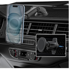LYFPOOM Mag-Safe Car Phone Holder, 3-in-1 Car Mount for Dashboard/Windshield/Ventilation, Compatible with iPhone 15/14/13/12 Series, Mag-Safe Cases and Other Phones