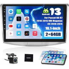 2+64G SIXWIN Android 13 Android automobilinis radijas su navigacijos sistema VW Passat B6 B7 Magotan CC, 10,1 colio jutiklinis ekranas su ekranu WiFi Connected/Bluetooth/FM imtuvas/USB/EQ/Mirror Link + atbuline eiga