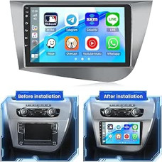 4G + 64G 9 colių jutiklinio ekrano automobilinis radijo imtuvas Seat Leon MK2 2005-2012, radijo imtuvas su belaidžiu CarPlay ir Android Car, GPS, WiFi, BT, RDS, FM, USB, SWC, mikrofonas, atbulinės eigos kamera