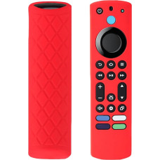 Silikon-Fernbedienungsabdeckung für 4K Max/Toshiba/Insignia/Pioneer/Omni (QLED) Serie Sprachfernbedienung mit Umhängeband, Rot