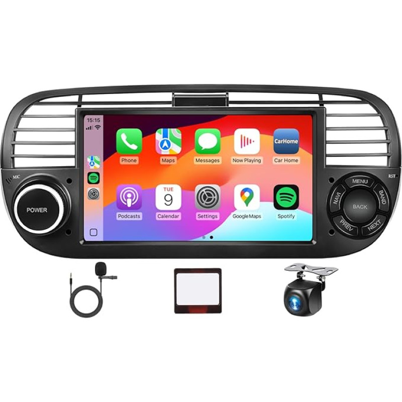 Podofo 2G + 64G Car Radio for Fiat 500 2007-2015, 7 Inch Android 13 Wireless Carplay & Android Car EQ Mirror Link Bluetooth GPS FM/RDS WiFi Steering Wheel Control
