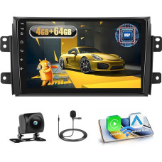 4+64G Android Car Radio for Suzuki SX4 2006 2007 2008 2009 2010 2011 2012 2013 with Wireless Carpaly & Android Car, 9 Inch IPS Touch Screen Radio with Bluetooth 5.0/GPS/Rear View Camera/FM/WiFi