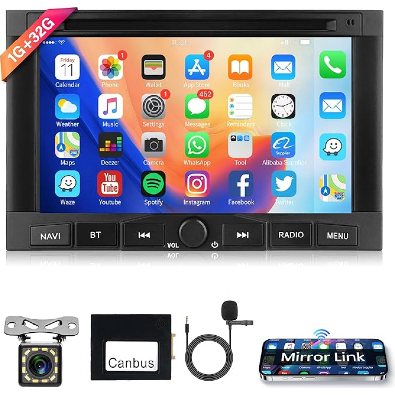 1G+32G Android 13 Car Radio for Peugeot 3008 5008 Citroen Partner Berlingo 2010-2016