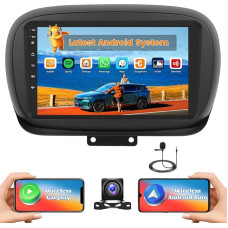 Hikity 2G+64G Autoradio Android 13 für FIAT 500X 2014-2020 mit 9-Zoll-Touchscreen, 2-DIN-Stereo mit Wireless Carplay, Android Auto, Radio FM/RDS, BT, GPS, WiFi + Rückfahrkamera + Mikrofon