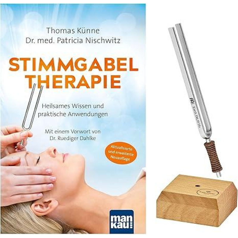 Sonic Energy Tuning Fork Bundle - Earth/Om 136.10Hz / Cis3 - For Meditation, Therapy, Home - Includes Book and Wooden Stand (TF-E+BOOK)