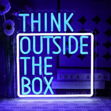 OYCGZV Look Outside the Box Neon Sign Lettering LED Neon Sign Wall Neon Sign USB LED Sign for Playroom Study Classroom Meeting Management Office Man Cave