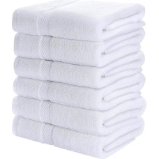 Utopia Towels - Pack of 6 Medium 100% Cotton Bath Towels with Hanging Loops, 60 x 120 cm Bath Towel, Soft and Absorbent Towels (White)