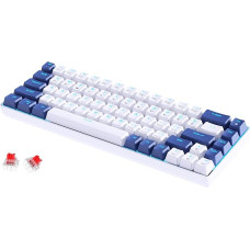 abucow 60% Mechanical Keyboard with Blue Backlight, 68 Keys Gaming Keyboard, White/Dark Blue Keycaps - Red Switch for a Premium Tip and Gaming Experience (White/Dark Blue)