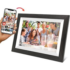 10.1 Inch Digital Picture Frame, WiFi with FrameO Software, 32 GB, Motion Sensor, Automatic Image Rotation, 16:10 IPS Display 1280 x 800, Touch Screen, Dark Brown Wood Look