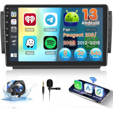 8 Kerne Inefala Android Radio für Peugeot 208/2008 2012-2018 mit Wireless CarPlay 2+64G, 10,1 Zoll Bildschirm mit Android Auto 32EQ DSP 59UI FM RDS GPS Bluetooth WiFi SWC Rückfahrkamera AHD