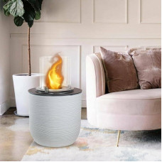 Dsgarboss Bioethanol Fireplace, Ecological Fireplace, Smokeless Fire, Heating with Ethanol, Made in Italy, 35 x 35 x 55 cm, White