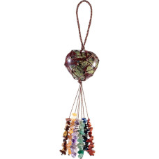 mookaitedecor Dragon Blood Jasper Hanging Heart Shape with Crystal Tassels for Car Reiki 7 Chakra Stones Home Decoration for Yoga and Meditation