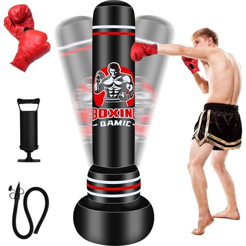 Stovintis smūgiavimo maišas suaugusiesiems, sunkusis maišas suaugusiesiems, paaugliams, smūgiavimo maišas su stovu