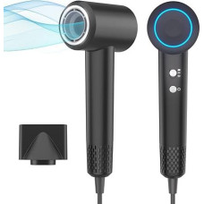 MMK viršgarsinis plaukų džiovintuvas, 200 milijonų neigiamų jonų, 110 000 aps./min, bešepetėlinis variklis, greitai džiūstantis plaukų džiovintuvas, išmanusis termostatas ir 57 dB triukšmo lygis, idealiai tinka namams, kelionėms