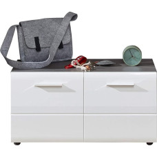 trendteam smart living - Shoe Chest of Drawers Bench - Wardrobe - Line - Assembled Dimensions (W x H x D) 80 x 41 x 35 cm - Colour Sardegna Smoke Silver with White - 189831003