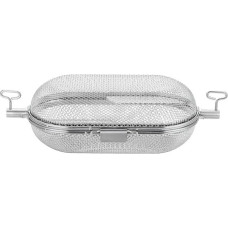 SANTOS XL Rotisserie Basket for Rotisserie Skewers (Diameter Max 14 mm) - Stainless Steel Grill Basket - Grill Accessories - Potato Wedges, Meat, Chicken Wings, Chips, Vegetables, Fruit & Popcorn