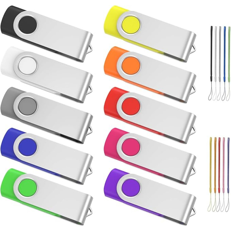 ABLAZE USB Stick 2 GB Pack of 10 High Speed USB 2.0 Memory Stick Swivel Data Storage Metal Memory Sticks Flash Drive
