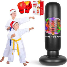 Vaikų pripučiamas smūgių krepšys su pirštinėmis 160 cm smūgių krepšys su stovu karatė taekvondo MMA dovana vaikams