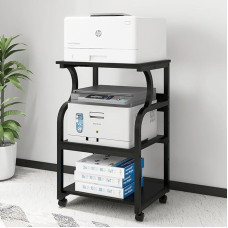 PUNCIA didelis spausdintuvo stovas, 3 pakopų riedantis vežimėlis su ratukais, daugiafunkcinės lentynos šiluminiam spausdintuvui, 3D spausdintuvui